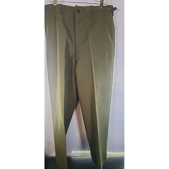 VINTAGE KOREAN WAR‎ FIELD WOOL M-1951 OLIVE TROUSERS PANTS Med Reg Adjustable